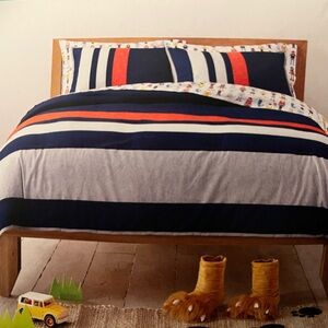 Pillowfort Navy and Orange Striped Duvet Cover